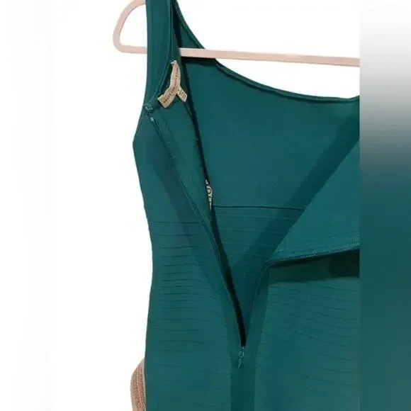 DRESS THE POPULATION Zanaida Dress NWT Sz Small Bodycon Emerald Green $218 MSRP - Picture 6 of 9